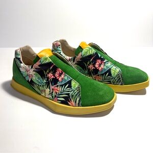 Girotti, Handcrafted, Custom made, Suede and leather loafers, Square Sole, Sz 37